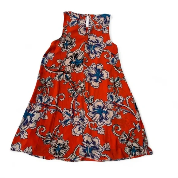 NWT Maison Jules Small Floral Sleeveless Dress in Orange and Blue Game Day Flowy - Picture 2 of 7